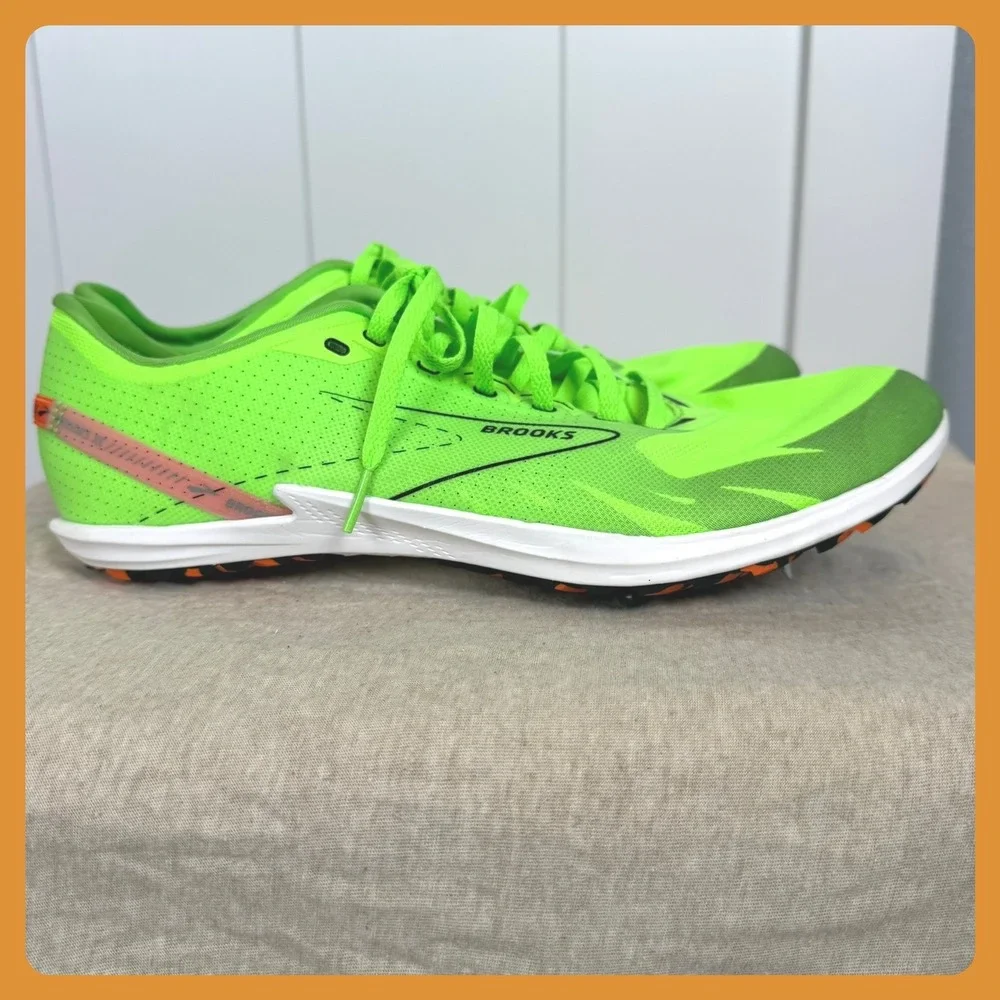 Brooks Wire v7 XC Track Racing Spikes‎ Neon Green Orange Mens Size 13